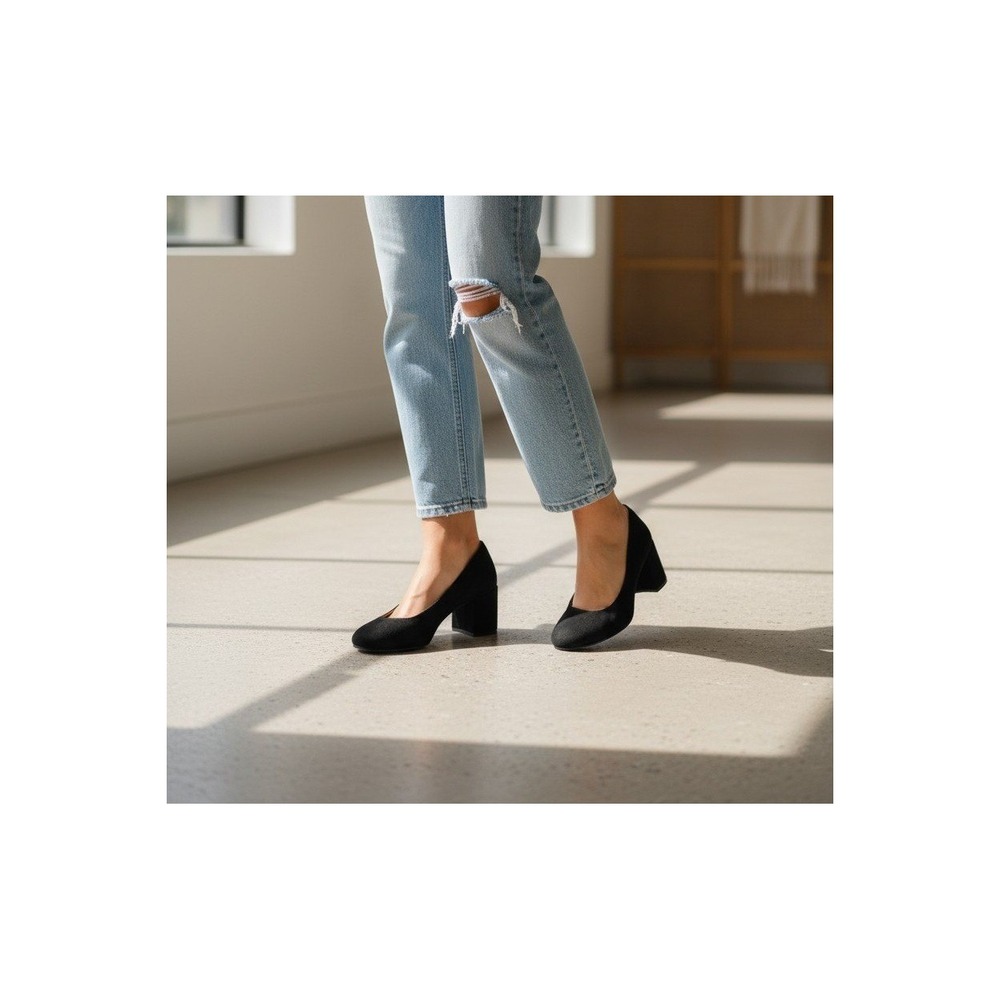 Margaux Heel Black Suede Block Heel Pumps EU 40.5 US 9.5–10 Designer Handmade